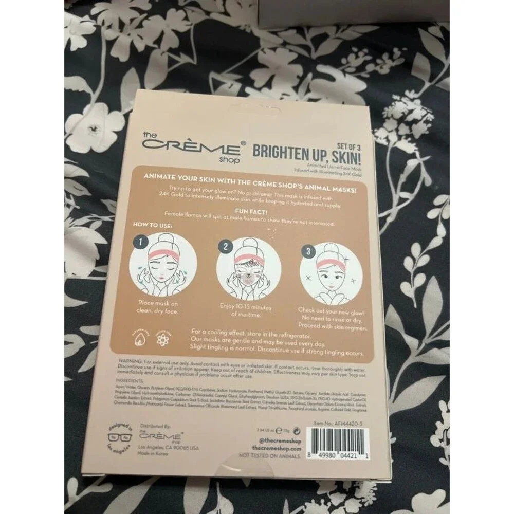 3 The Creme Animated llama Face Masks Korean Beauty